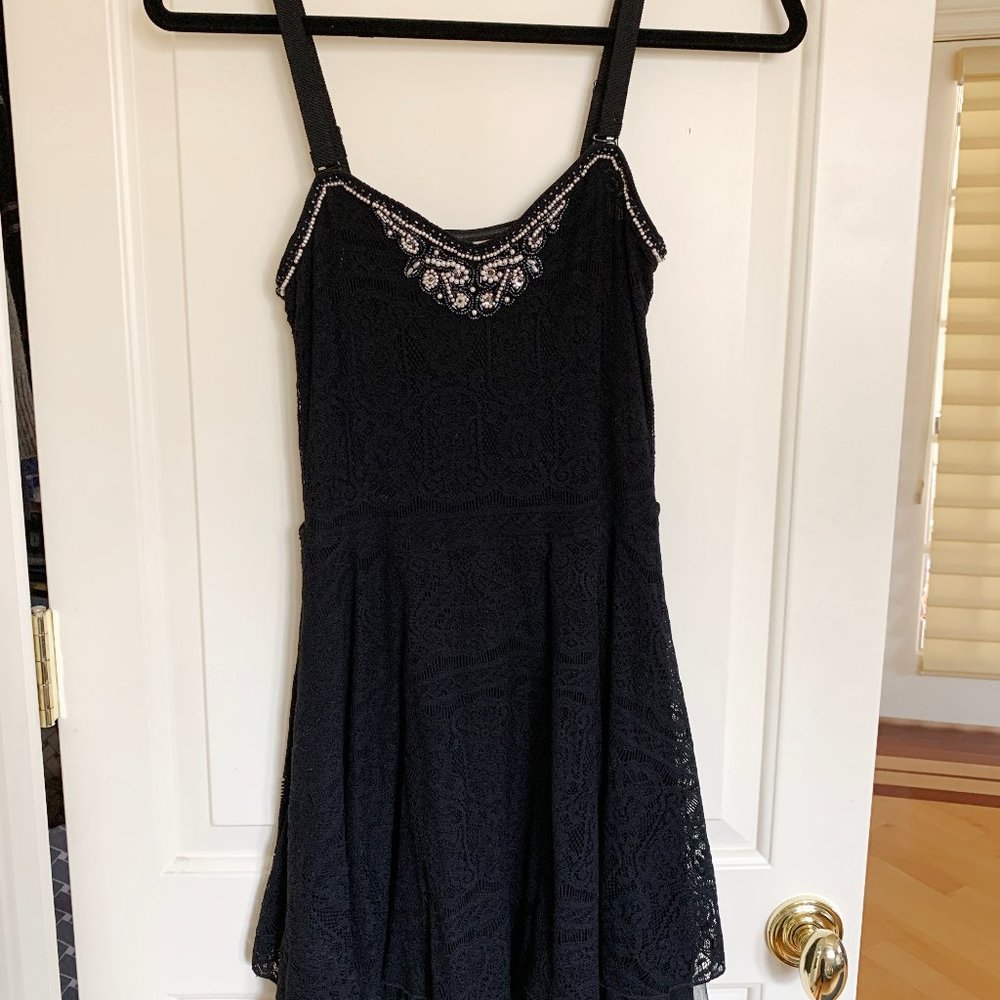 Free People black lace minidress with beading